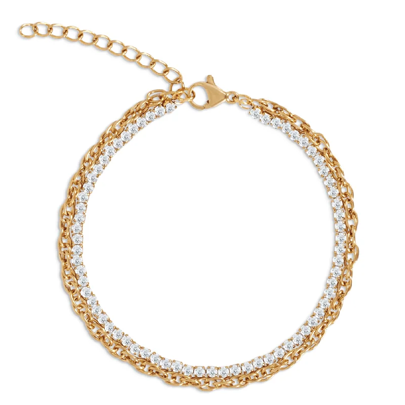 Women’s square-shaped bracelets-Marten Double Chain Tennis Bracelet