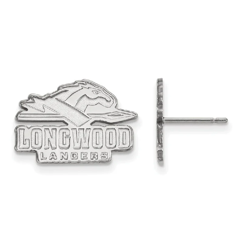 Women’s star earrings-10k White Gold Longwood University Small Post Earrings