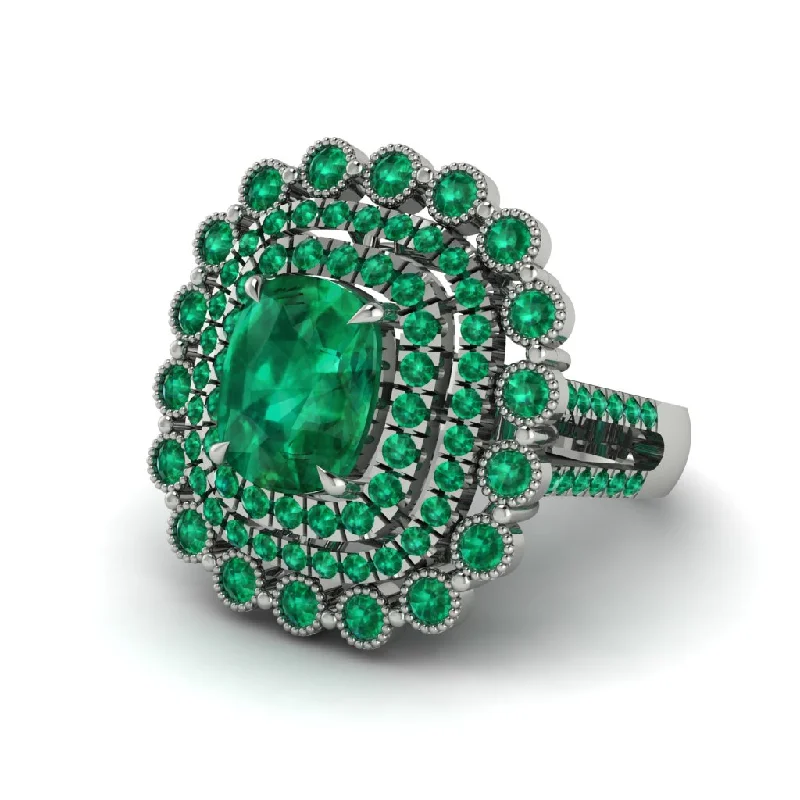 Women’s engagement rings with art deco style-Emerald Multi Halo Oval Engagement Ring - Caitlin No. 21