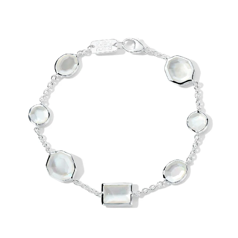 Women’s heart-shaped bracelets-Sterling Silver Mixed-Cut Station Bracelet