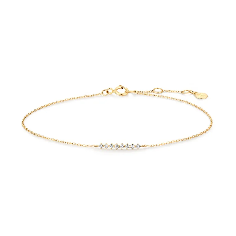 Women’s silver bracelets-14K Yellow Gold 0.08ctw Round Lab Diamond Wishbone Bracelet by Aurelie Gi