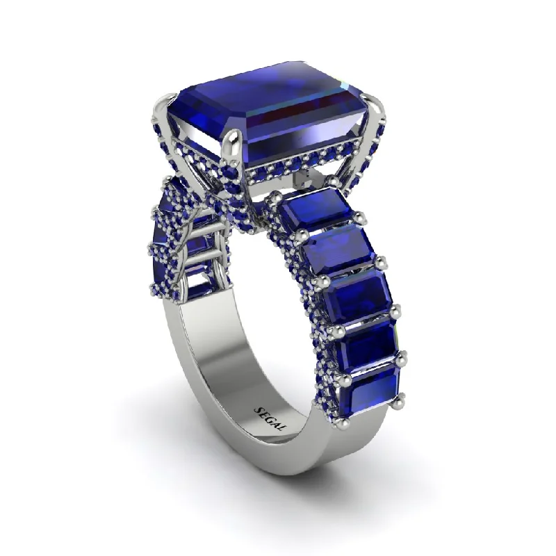 Women’s oval engagement rings-Luxury Emerald Cut Sapphire Engagement Ring - Nadia No. 75