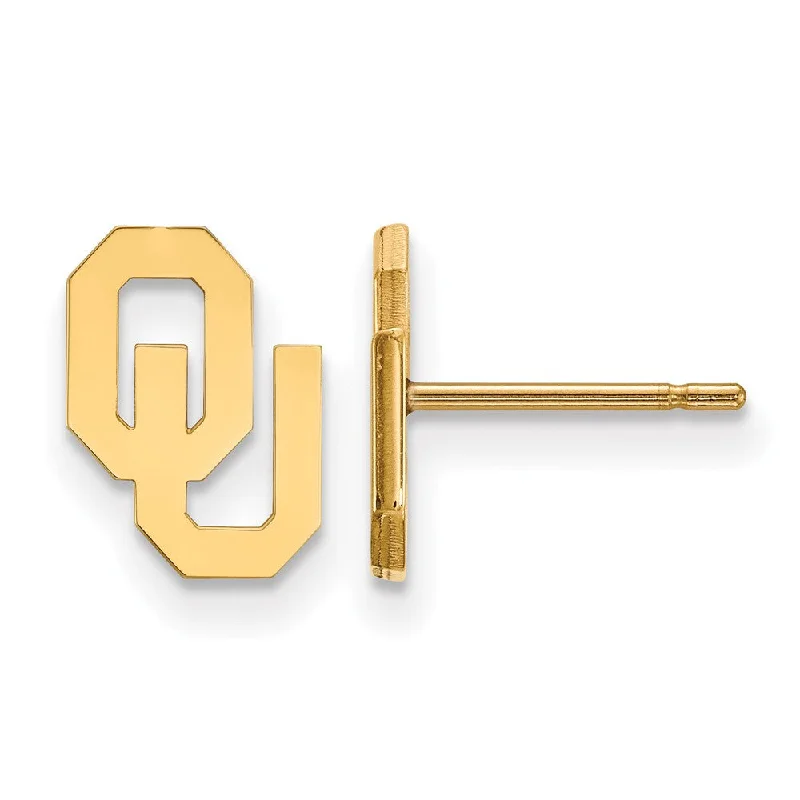 Women’s wedding earrings-14k Yellow Gold University of Oklahoma XS (Tiny) Post Earrings