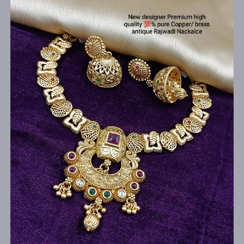 Women’s wedding day necklaces-Manisha Jewellery Gold Plated Pota Stone Necklace Set