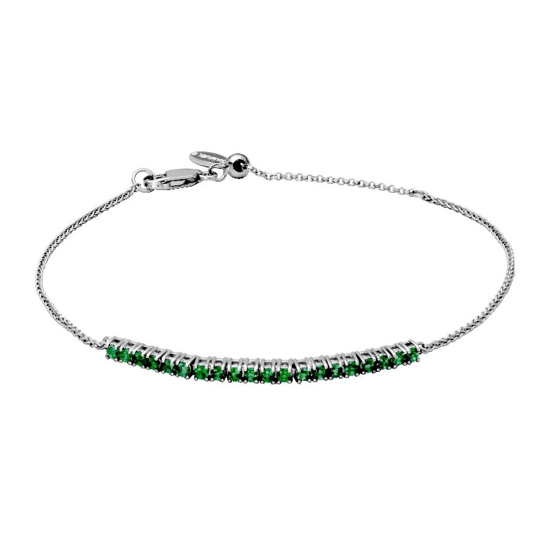 Women’s gemstone bangles-Sterling Silver Emerald Bolo Bracelet by Samuel B.