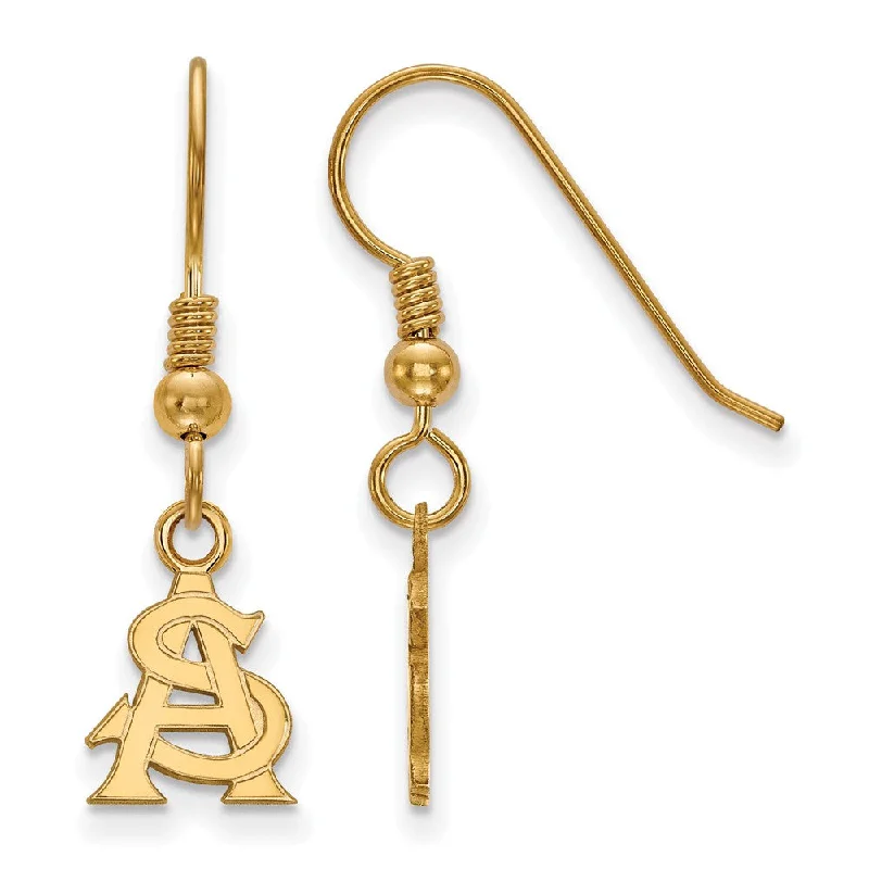 Women’s rose gold earrings-14k Gold Plated Silver Arizona State University Dangle Earrings