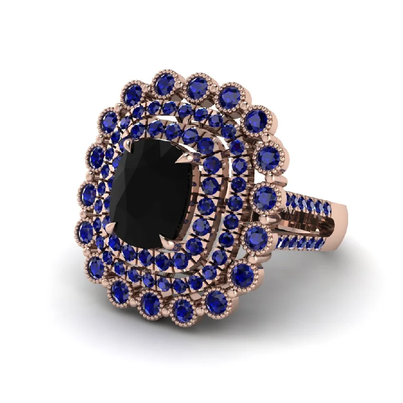 Women’s engagement rings with filigree-Sapphire Multi Halo Oval Engagement Ring - Caitlin No. 68