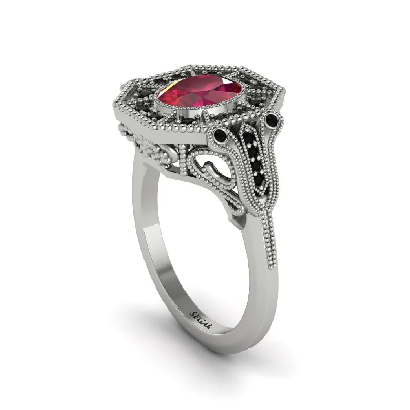 Women’s engagement rings with oval diamonds-Ruby Oval Cut Art Deco Engagement Ring - Tabitha No. 42