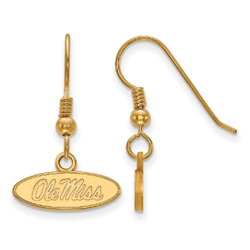 Women’s geometric earrings-14k Gold Plated Silver Univ. of Mississippi XS (Tiny) Dangle Earrings