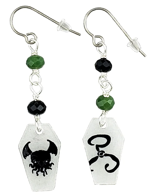 Women’s sparkle earrings-Cthulhu, Earrings