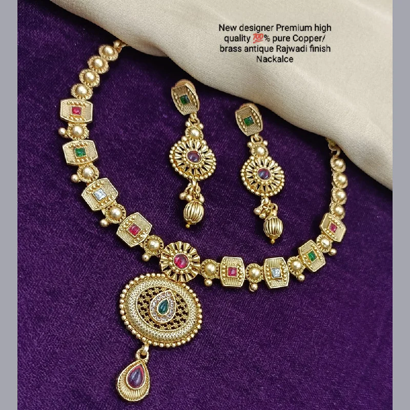 Women’s trendy necklaces-Manisha Jewellery Gold Plated Pota Stone Necklace Set