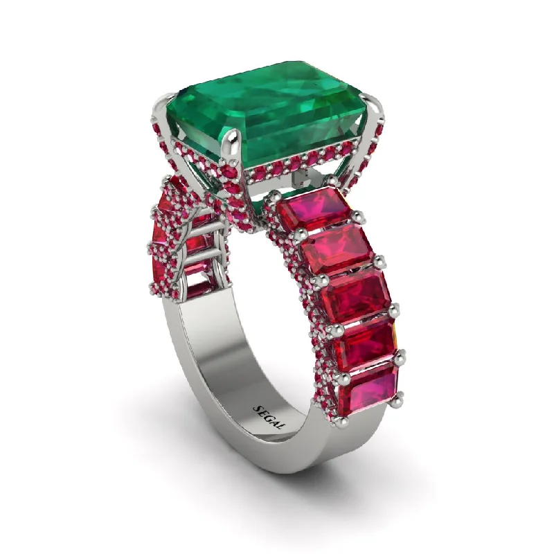 Women’s engagement rings with vintage halo-Luxury Emerald Cut Emerald Engagement Ring - Nadia No. 51