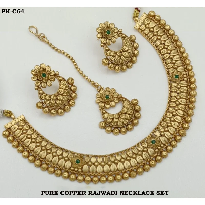 Women’s vintage gold necklaces-Akruti Collection Copper Plated Pota Stone Necklace Set