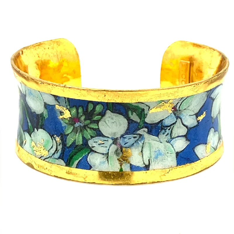 Women’s diamond-studded bracelets-22K Gold Leaf Lilies Cuff Bracelet