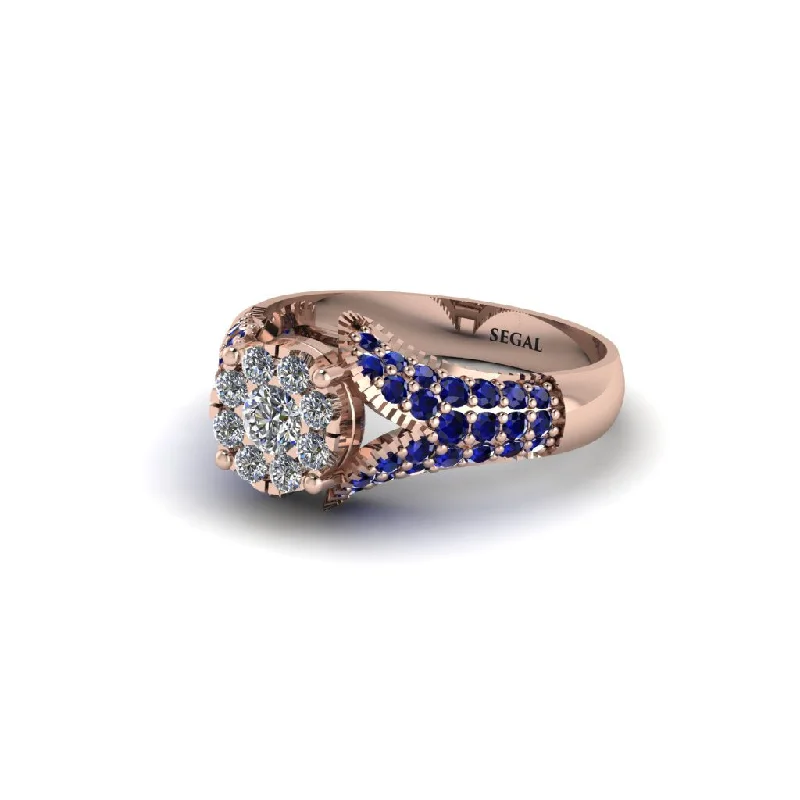 Women’s engagement rings with double band-Sapphire Floral Cluster Engagement Ring  - Penelope No. 62