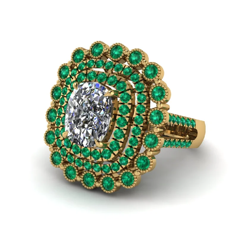 Women’s engagement rings with intricate designs-Emerald Multi Halo Oval Engagement Ring - Caitlin No. 16