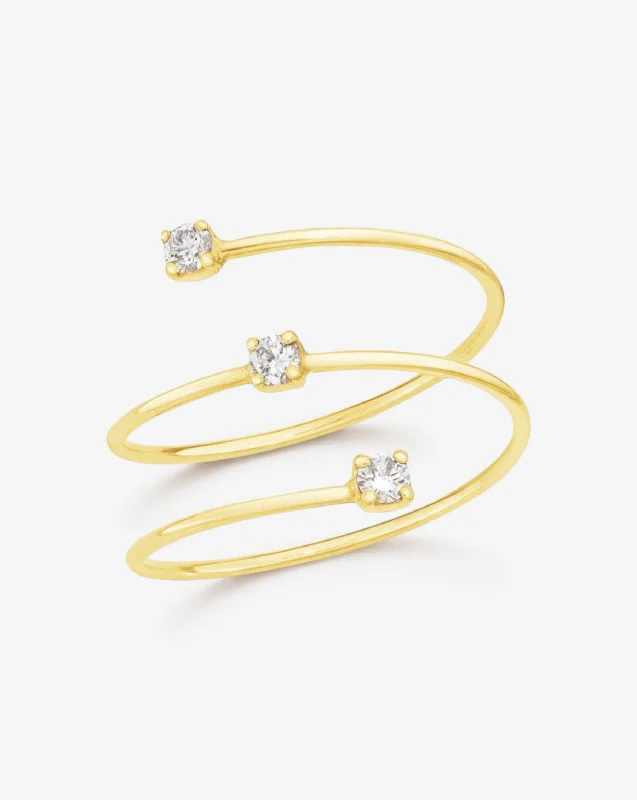 Women’s cocktail rings-Floating Diamond Wrap Ring