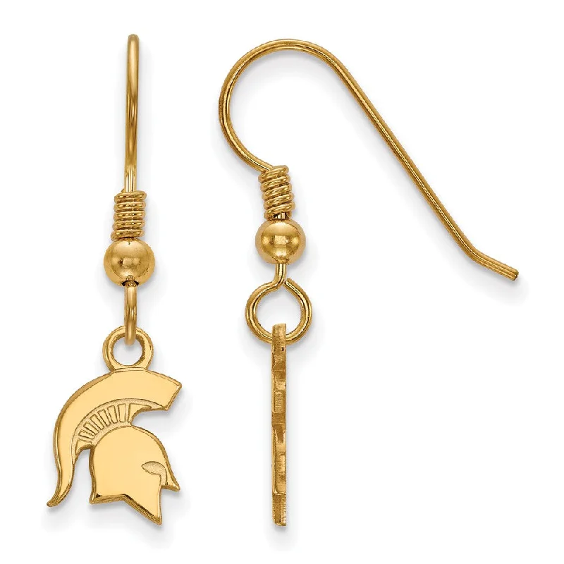 Women’s gothic earrings-14k Gold Plated Silver Michigan State University Dangle Earrings