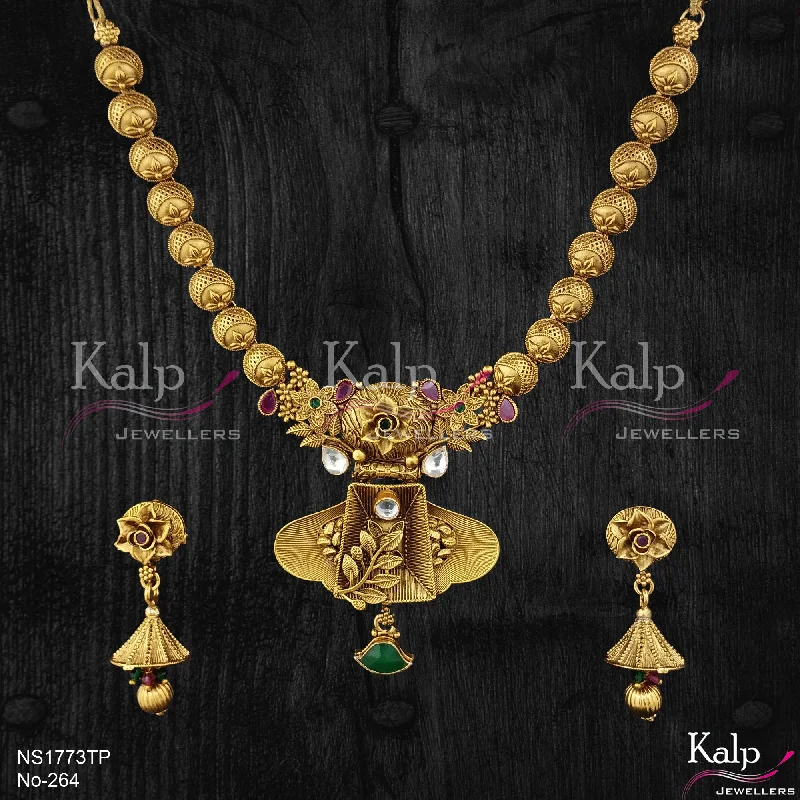 Women’s layered silver necklaces-Kalp Jewellers Copper Gold Plated Necklace Set