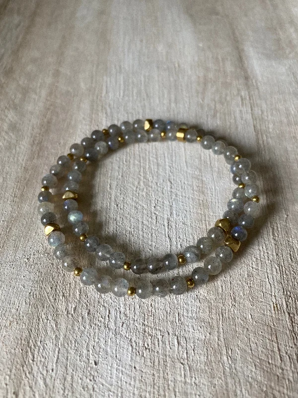 Women’s simple bangles-LABRADORITE | MINI LUNA WRAP BRACELET