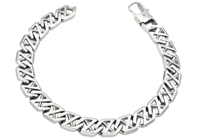 Women’s friendship bracelets-Mens Stainless Steel X-Shaped Link Chain Bracelet