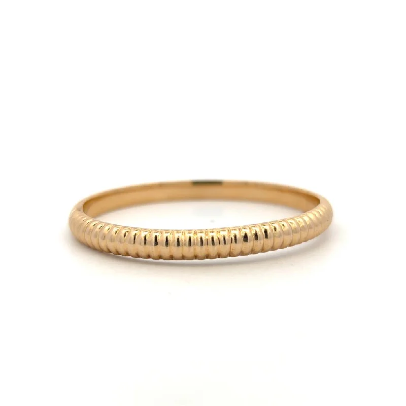 Women’s delicate bangles-Estate 14K Yellow Gold Ribbed Bangle Bracelet