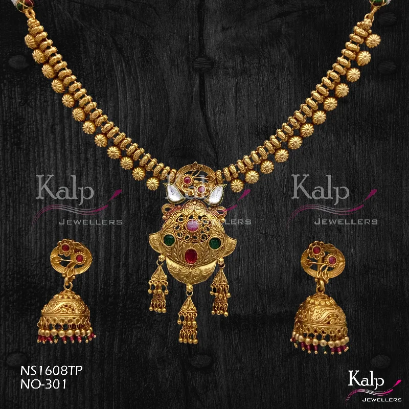 Women’s lock and key necklaces-Kalp Jewellers Copper Gold Plated Necklace Set