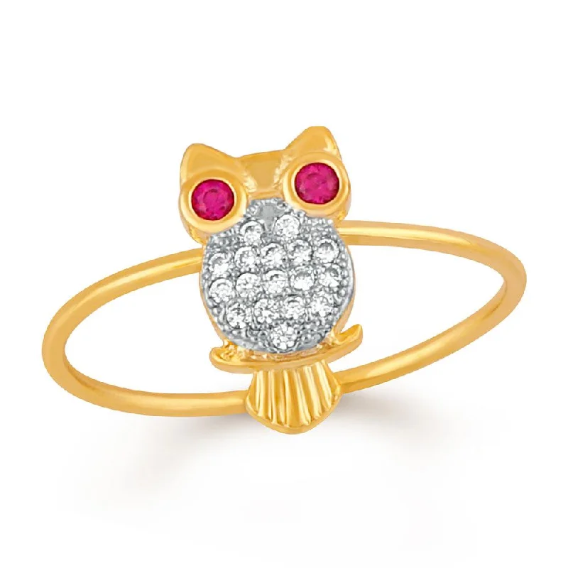 Women’s crystal rings-Mahi Nocturnal Owl Finger Ring With Cz Stones