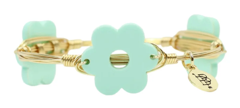 Women’s cuff bangles-The Flower Bangle Bracelet - Mint