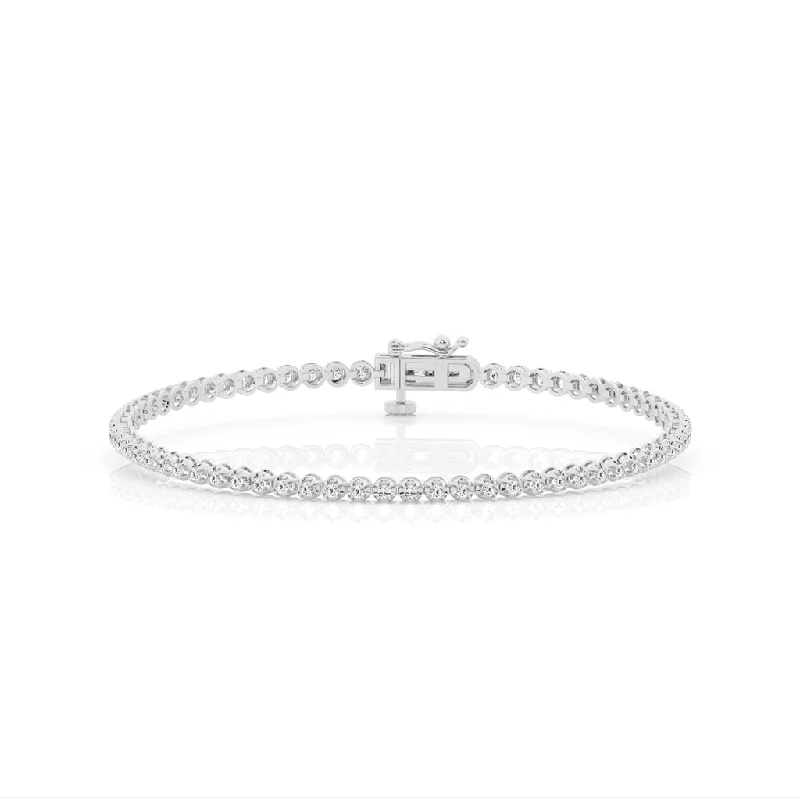 Women’s cuff bangles-14K White Gold 1.05ctw Round Lab Diamond Tennis Bracelet