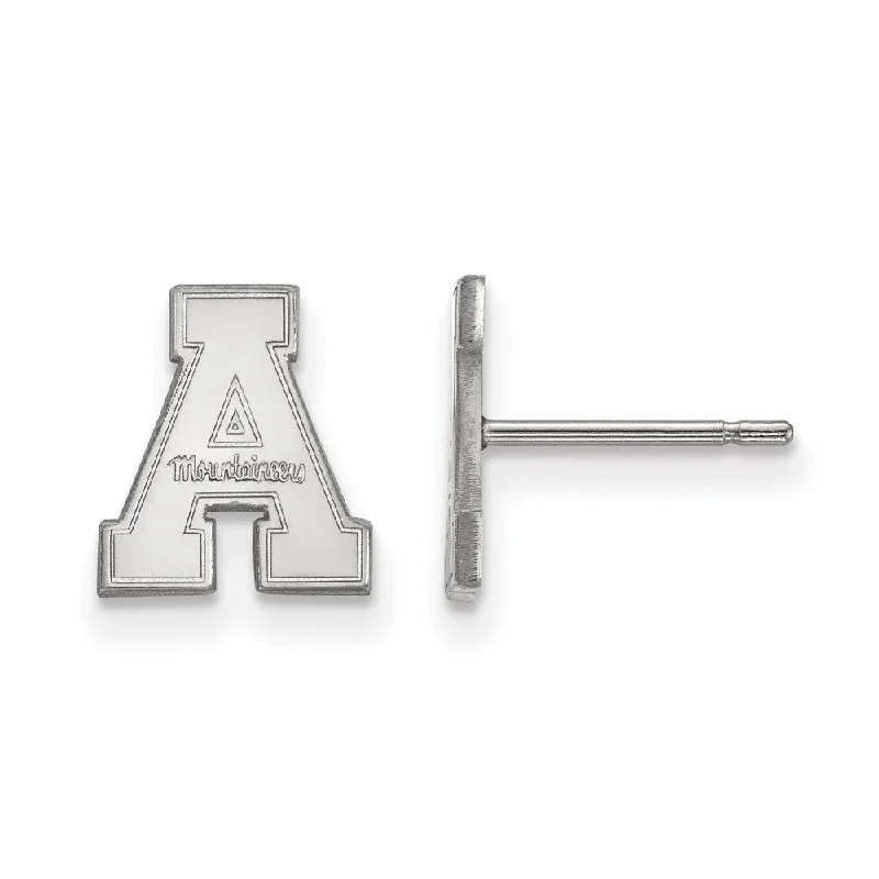 Women’s small stud earrings-10k White Gold Appalachian State XS (Tiny) Post Earrings