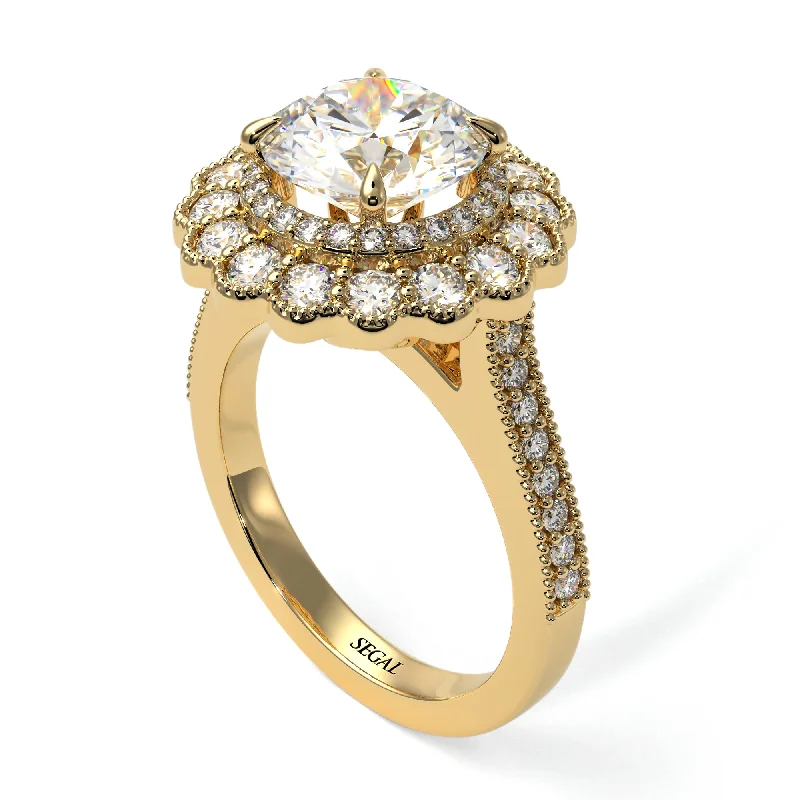 Women’s engagement rings with intricate designs-Diamond Double Halo Cathedral Engagement Ring - Deirdre No. 1