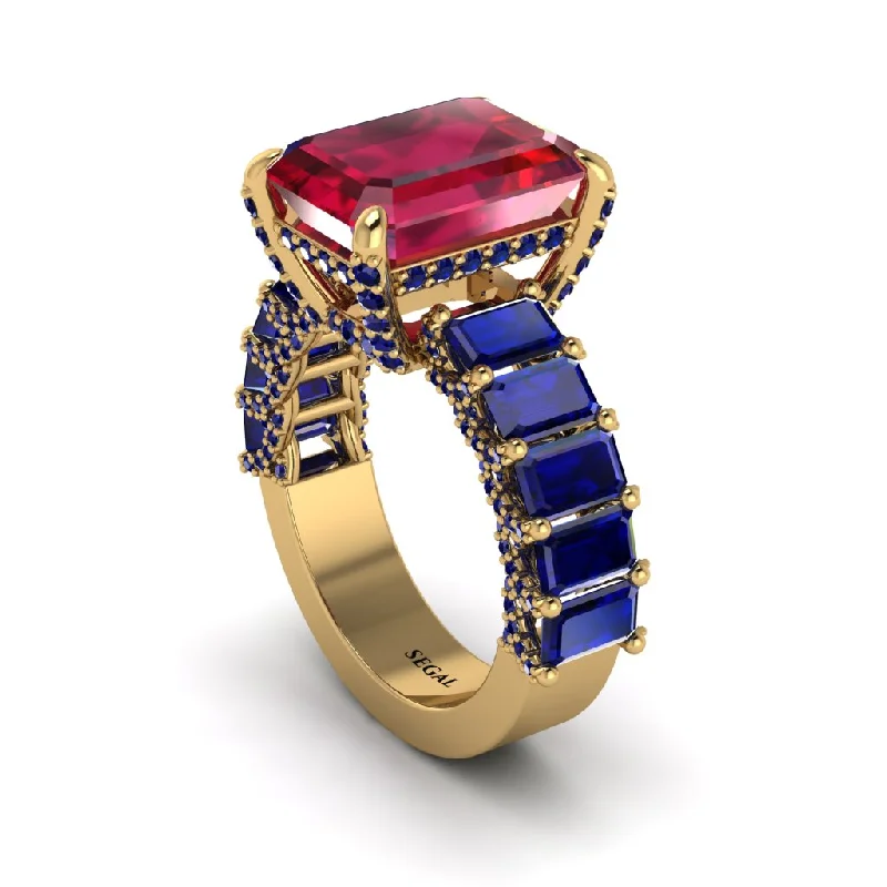 Women’s gold engagement rings-Luxury Emerald Cut Ruby Engagement Ring - Nadia No. 70