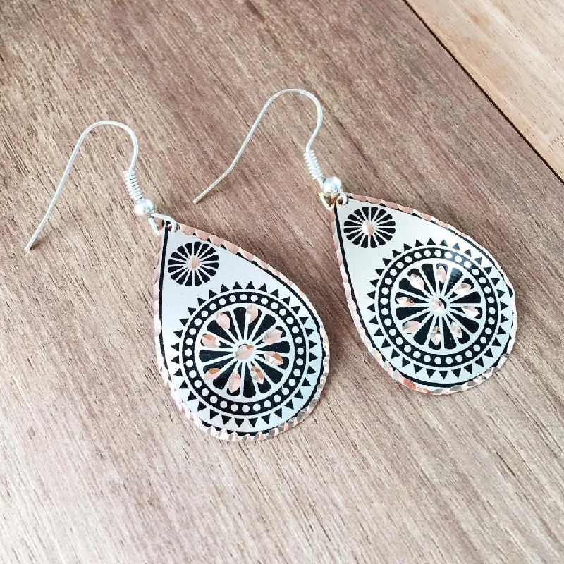 Women’s silver plated earrings-Turkish Copper Earrings - Black