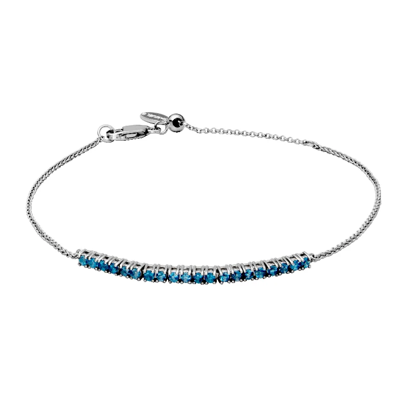 Women’s stackable bangles-Sterling Silver London Blue Topaz Bolo Bracelet by Samuel B.