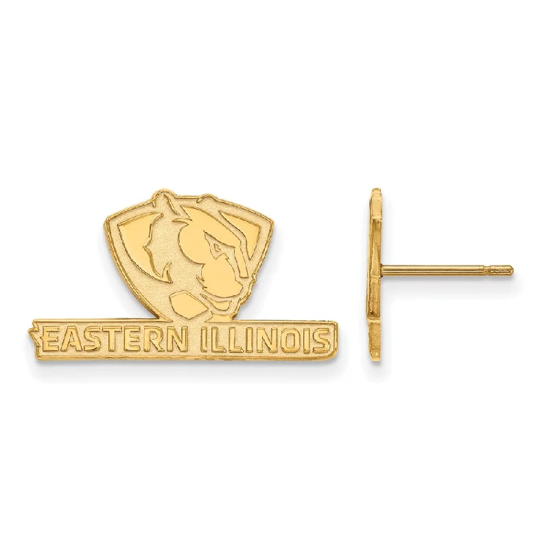 Women’s heart hoop earrings-10k Yellow Gold Eastern Illinois University Small Post Earrings