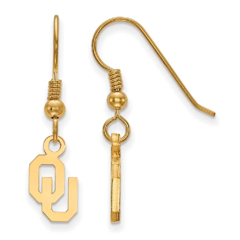 Women’s luxury earrings-14k Gold Plated Silver University of Oklahoma XS Tiny Dangle Earrings