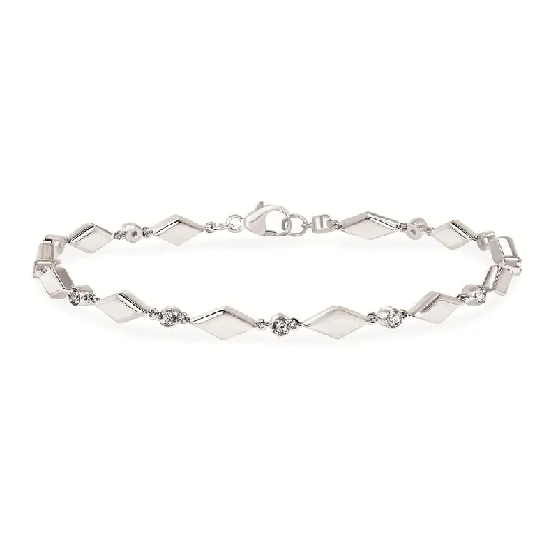 Women’s braided bracelets-Sterling Silver 0.09ctw Diamond Geometric Station Bracelet