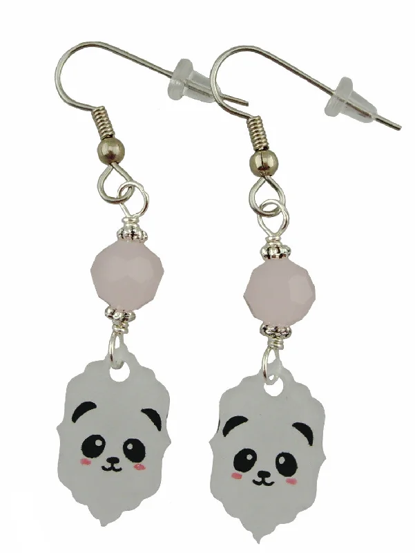 Women’s gold stud earrings-Cutie Panda Earrings