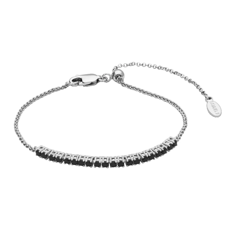 Women’s wedding bracelets-Sterling Silver Black Spinel Bolo Bracelet by Samuel B.