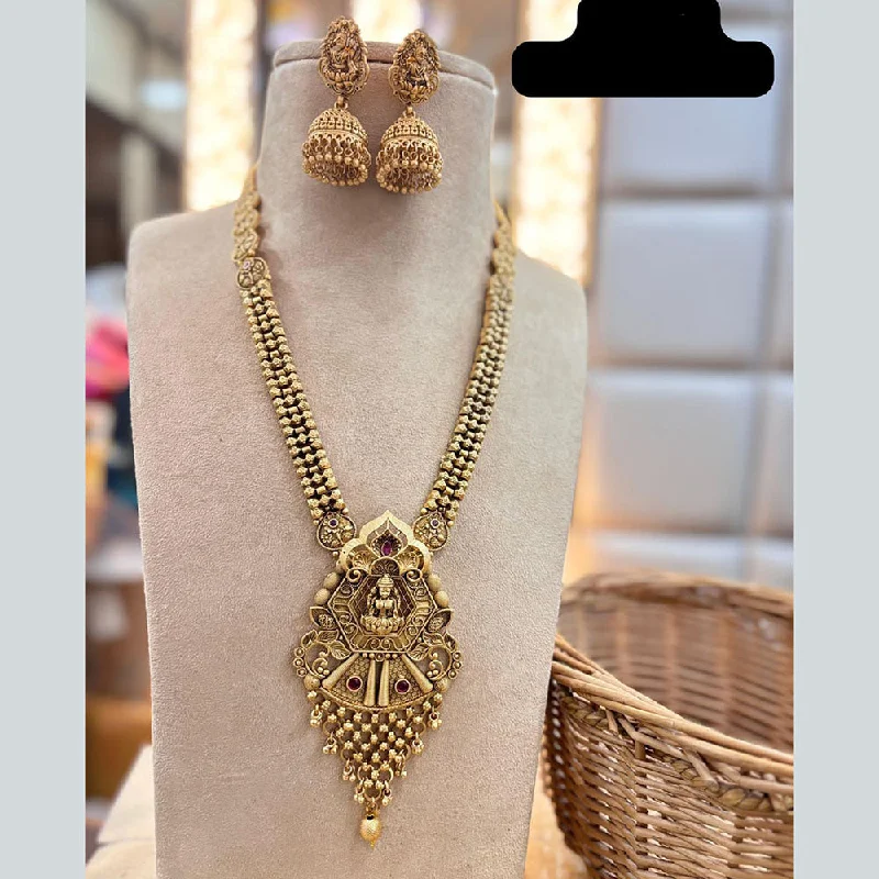 Women’s butterfly necklaces-Jewel Addiction Gold Plated Pota Stone And Temple Long Necklace Set