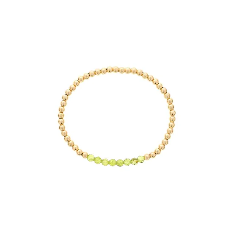 Women’s cuff bangles-Gold Filled Peridot Bead Stretch Bracelet by Dee Berkley