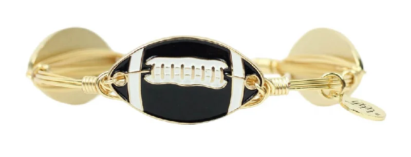 Women’s infinity bracelets-The Football Bangle Bracelet - Black