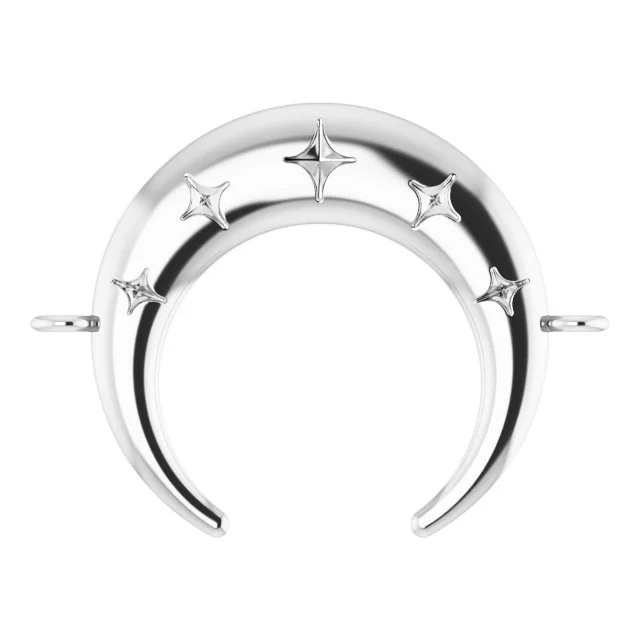 Women’s charm bracelets-Sterling Silver Crescent Moon Bracelet Charm by Stuller