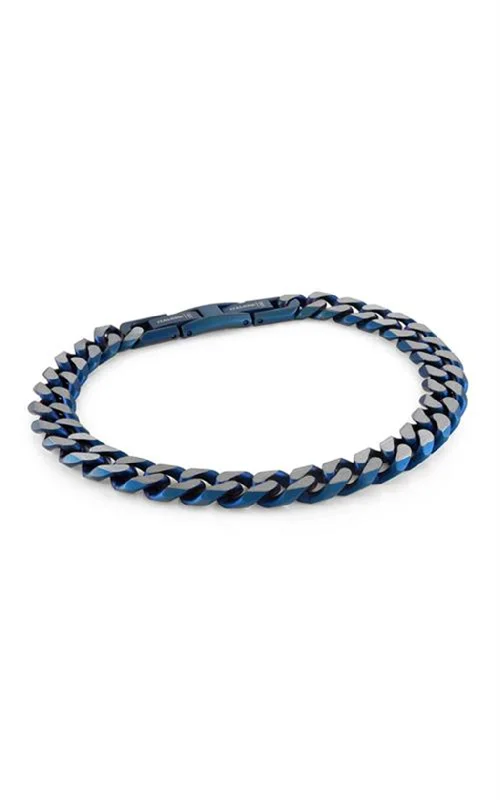 Women’s festive bangles-Stainless Steel IP Blue 8.6mm Curb Chain Men's Bracelet