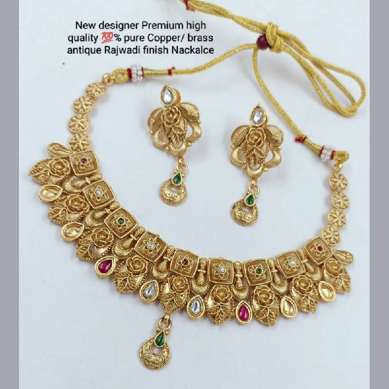 Women’s heart lock necklaces-Manisha Jewellery Gold Plated Pota Stone Necklace Set