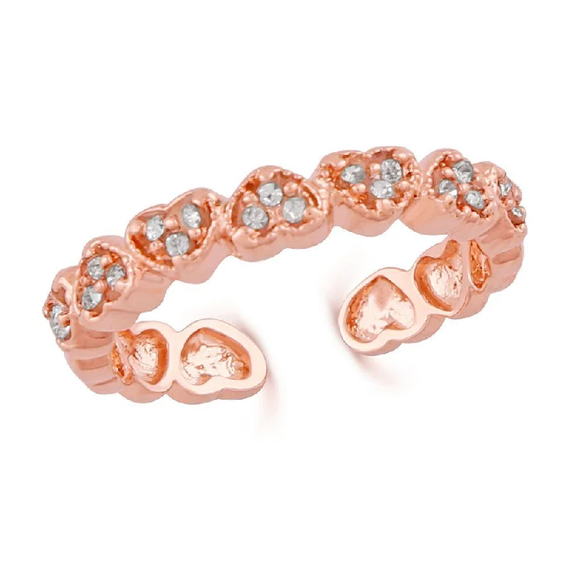 Women’s antique rings-Mahi Rose Valentino Love Adjustable Finger Ring With Crystal Stones