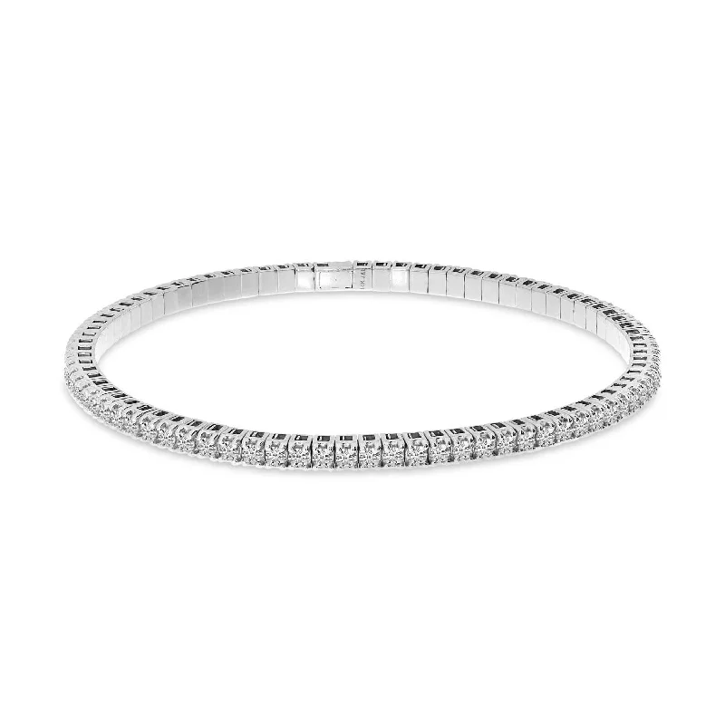 Women’s chic bangles-14K White Gold 3.00ctw Round Diamond Tennis Bracelet