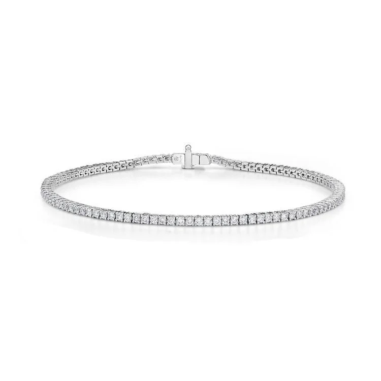 Women’s cuff bangles-Classic 4-Prong Diamond Line Bracelet