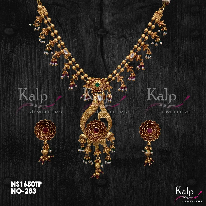 Women’s gemstone necklaces-Kalp Jewellers Copper Gold Plated Necklace Set